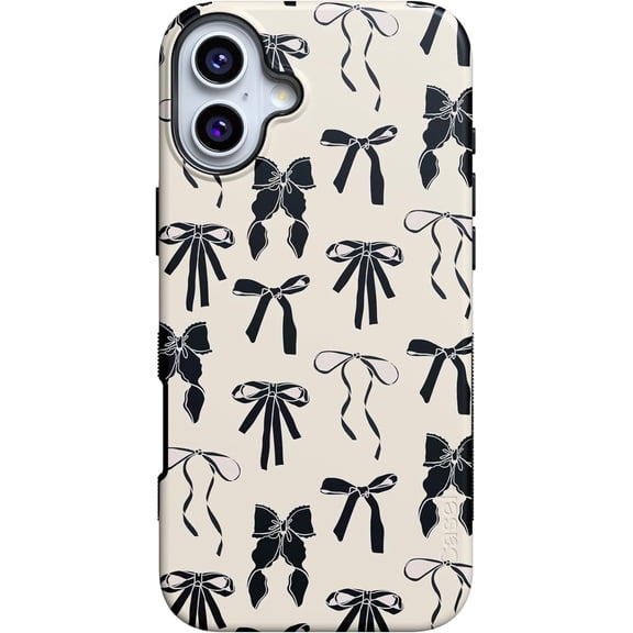 Case for iPhone 16 Case | Goth Girlie | Black Bows | Bold Protective Design | Compatible with MagSafe