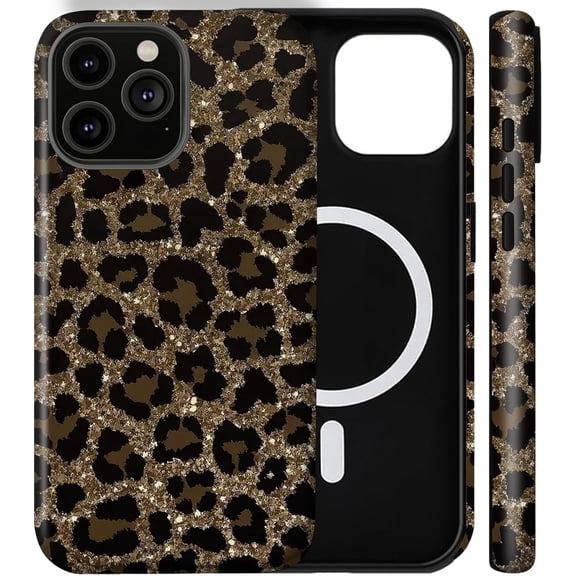 Case for iPhone 16, [Compatible with MagSafe] Cheetah Leopard Print Brown Phone Case for Girl Women Boy Men, Dual-Layer Fashion Design
