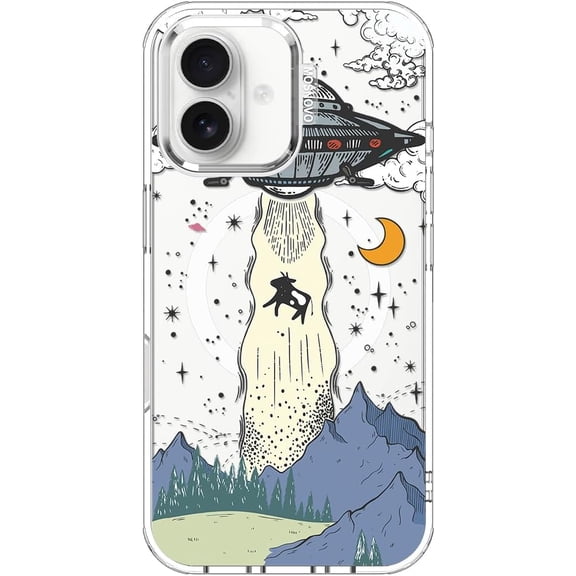 Case for iPhone 16, [Compatible with Magsafe] [Buffertech 6.6ft Military-Grade Drop Protection] [Anti Peel Off Tech] Clear Phone Case Design - UFO