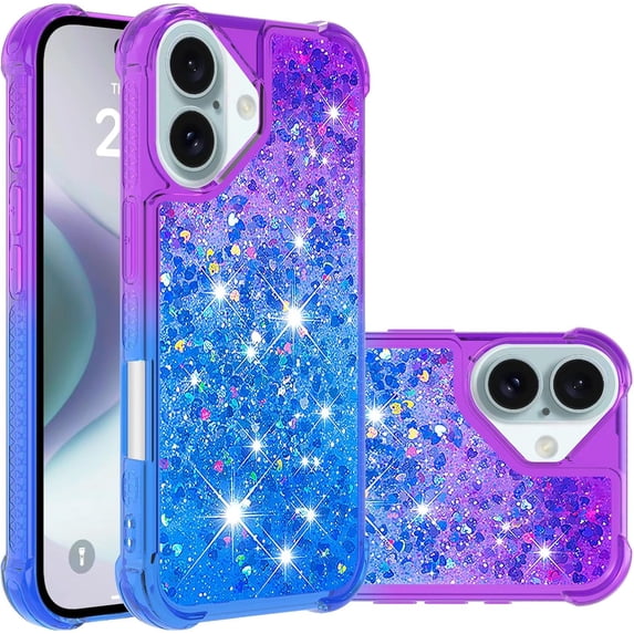Case for iPhone 16 Plus Case Glitter Liquid Cute Clear Shockproof Back Cover,Soft TPU Phone Case for iPhone 16 Plus 6.7 inch Gradient Purple