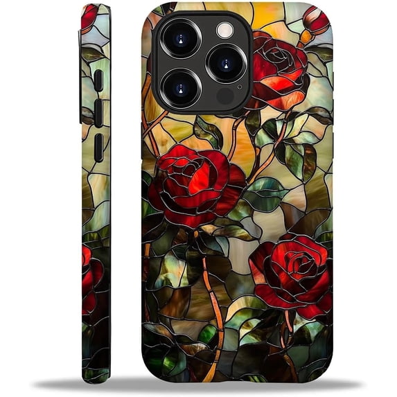 case-for-iphone-16-pro-dark-stained-glass-rose-exquisitely-pattern