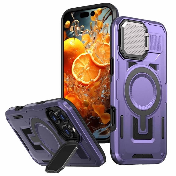 Case for iPhone 16 Pro Max/16 Pro/16 Plus/16, Camera Cap Stand Case Magnetic Anti -Scratch Military Shockproof Phone Case Wireless Charging
