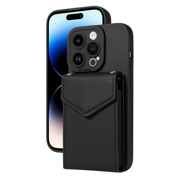Case for iPhone 16 Pro Max/16 Pro/16 Plus/16, Crossbody Phone Case with Card Holder Wallet Leather Cover Shockproof Protection Shell