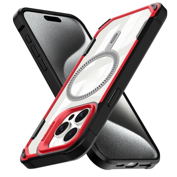 Case for iPhone 16 Pro Max/16 Pro/16 Plus/16, Magnetic Lens Stand Case Supports Wireless Charging Shockproof Shell Translucent Back Phone Case