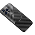 thumbnail image 1 of Case for iPhone 16 Pro Max Case Compatible with MagSafe Charger Carbon Fiber Minimalist Style Slim Fit Anti-Scratch Shockproof Cover, Black&Silver, 1 of 8