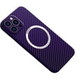 thumbnail image 1 of Case for iPhone 16 Pro Max Case Compatible with MagSafe Charger Carbon Fiber Minimalist Style Slim Fit Anti-Scratch Shockproof Cover, Purple, 1 of 8