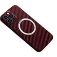 thumbnail image 1 of Case for iPhone 16 Pro Max Case Compatible with MagSafe Charger, Carbon Fiber Textures Slim Fit Lightweight Shockproof Phone Case, Red, 1 of 8