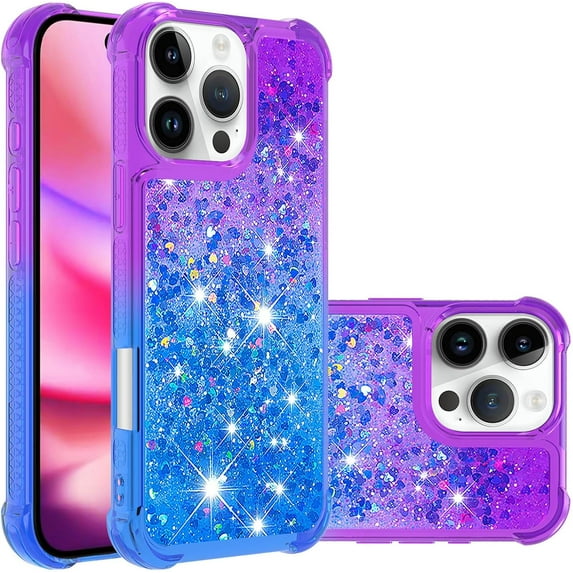 Case for iPhone 16 Pro Max Case Glitter Liquid Cute Clear Shockproof Back Cover,Soft TPU Phone Case for iPhone 16 Pro Max 6.9 inch Gradient Purple