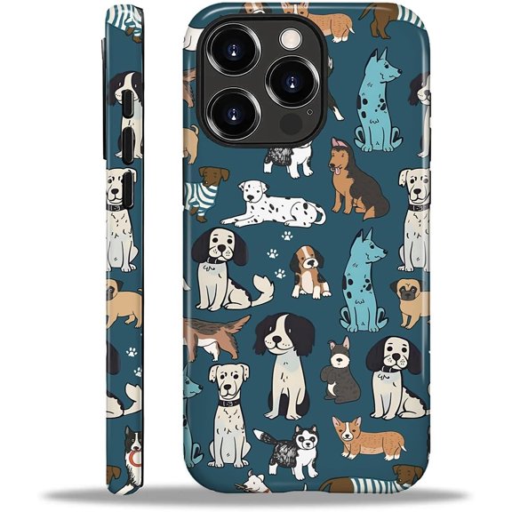 Case for iPhone 16 Pro Max, Shockproof TPU Bumper Drop Protection Hybrid 2-Layer Hard Cover for iPhone 16 Pro Max-Happy Dog Atlas