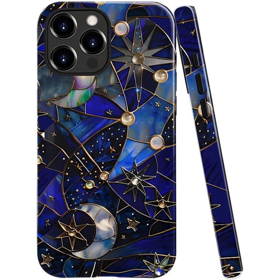 Case for iPhone 16 Pro - Slim Fit Anti-Scratch Phone Case for Girl Women - Celestial Moon Star Starry Night (Glossy)