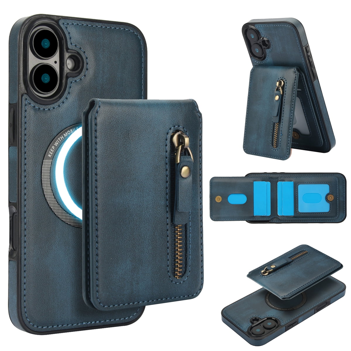For IPhone 16 Pro Max Wallet Case, [RFID Blocking 3 Card Slots] Phone Stand, Wrist Strap, Shoulder Strap Magnetic Closure, Soft PU Leather Shockproof Flip Cases Cover For IPhone 16 Pro Max