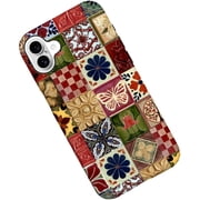 Case for iPhone 16, Retro Floral Butterfly Mosaic Collage Phone Case Military-Grade Drop Protection Cover for Women Girl - Frosted