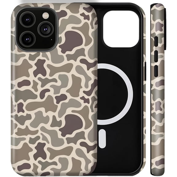 Case for iPhone 16e, Compatible with MagSafe Camo Retro Design Phone Case for Girl Women Boy Men, Dual-Layer Fashion Design