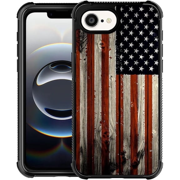 Case for iPhone 16e, Shockproof 4 Corner Air Cushion + Soft TPU Bumper with Anti-Slip Grip & Stylish Pattern for Men Boys & Woman Girls - USA Flag