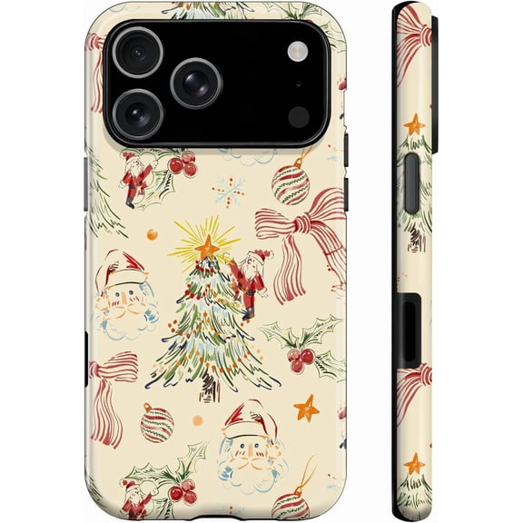 Case for iPhone 17 Air, Christmas Tree Floral Phone Case for Girl Women Boy Men, Hybrid Durable Shockproof Soft Silicone Cover