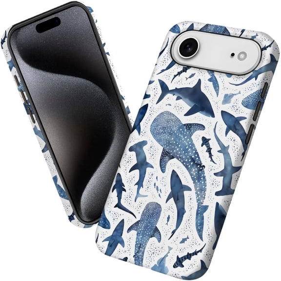 Case for iPhone 17 Air, Whale Shark Blue Phone Case Military-Grade Drop Protection Cover for Women Girl - Frosted