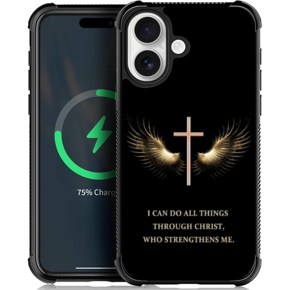 Case for iPhone 17 [Compatible with Magsafe], W Bible Cross Wing Soft TPU Bumper Hard PC Back Anti-Fall Shockproof Protective Magnetic Cover