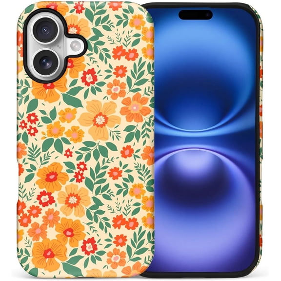 Case for iPhone 17, Drop Protection Hybrid 2-Layer Hard Phone Cover-Yellow Floral