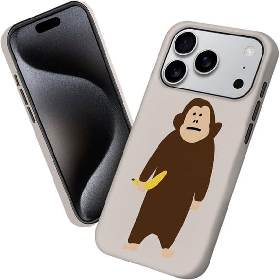 Case for iPhone 17 Pro, Cute Monkey Banana Phone Case Military-Grade Drop Protection Cover for Women Girl - Frosted