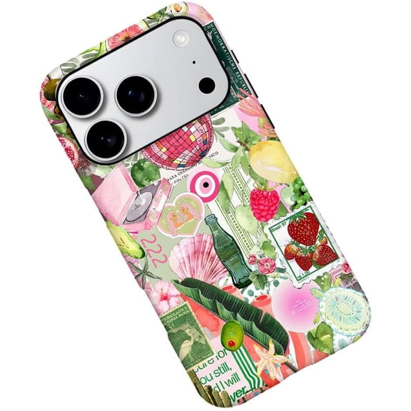 Case for iPhone 17 Pro, Fruit Lemon Leaf Collage Phone Case Military-Grade Drop Protection Cover for Women Girl - Frosted