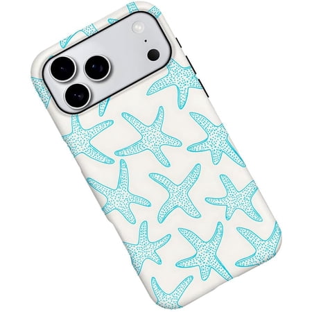 Case for iPhone 17 Pro Max, Beach Sea Star Pattern Phone Case Military-Grade Drop Protection Cover for Women Girl - Frosted