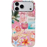 Case for iPhone 17 Pro Max, Beachy Pink Lily Collage Phone Case, Trendy Frosted Silicone Shockproof Cover for Girl Women