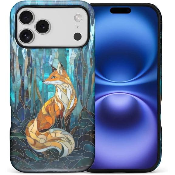 Case for iPhone 17 Pro Max, Drop Protection Hybrid 2-Layer Hard Phone Cover-Glassy Case forest Fox