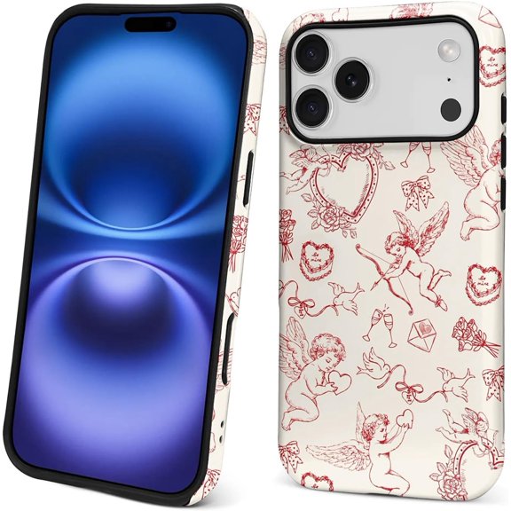 Case for iPhone 17 Pro Max, Drop Protection Hybrid 2-Layer Hard Phone Cover-Romantic Cupid