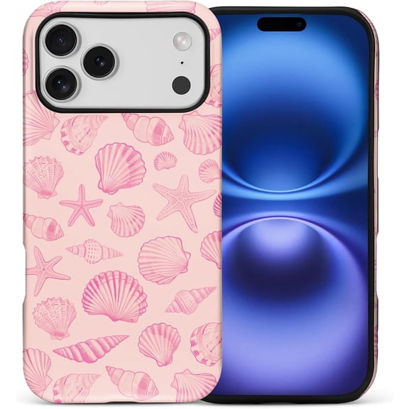 Case for iPhone 17 Pro Max, Drop Protection Hybrid 2-Layer Hard Phone Cover-Vintage Pink Shells
