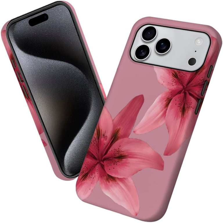 iPhone17 pro カラフルフラワーケース ピンク Case for iPhone 17 Pro Max, Flower Pink Lily Phone Case Military