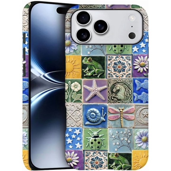 Case for iPhone 17 Pro Max, Frog Fish Vintage Collage Phone Case Cover for Girls Women (Frosted & Durable)