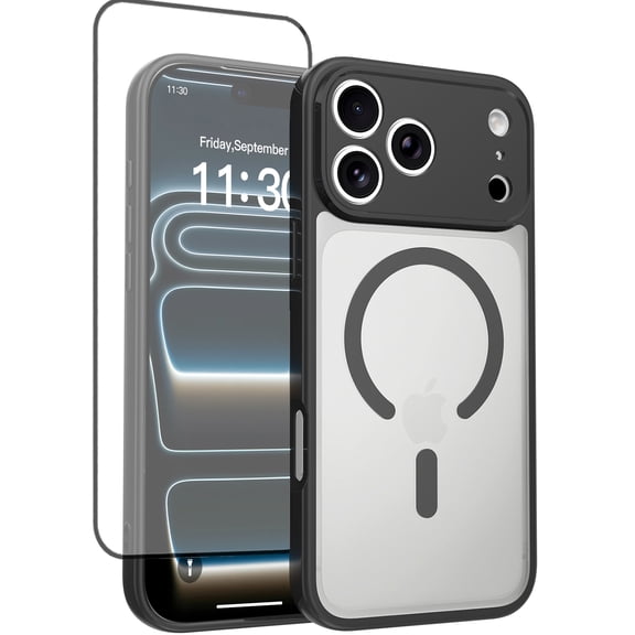 Case for iPhone 18 Pro Max,Full Covered Camera Protection Magnetic Shockproof Slim Case Drop Proof Durable Protective Cover - Black