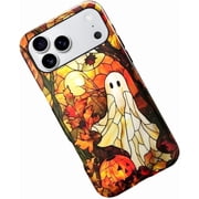 Case for iPhone 17 Pro Max, Halloween Stained Glass Autumn Phone Case Military-Grade Drop Protection Cover for Women Girl - Glossy