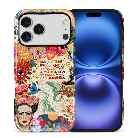 Case for iPhone 17 Pro Max, Hybrid 2-Layer Case, Military-Grade Protection Durable Shockproof Anti-Scratch Phone Cover, Viva La Frida Collage