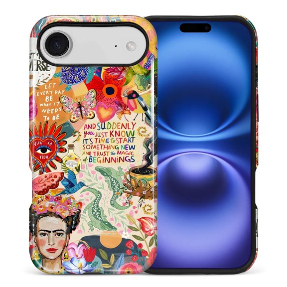 Case for iPhone 17 Pro Max, Hybrid 2-Layer Case, Military-Grade Protection Durable Shockproof Anti-Scratch Phone Cover, Viva La Frida Collage