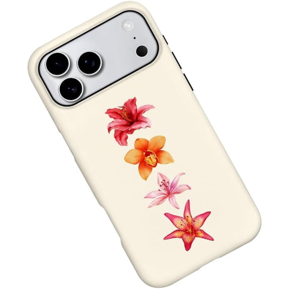 Case for iPhone 17 Pro Max, Orchids Lily Floral Minimalist Phone Case Military-Grade Drop Protection Cover for Women Girl - Frosted
