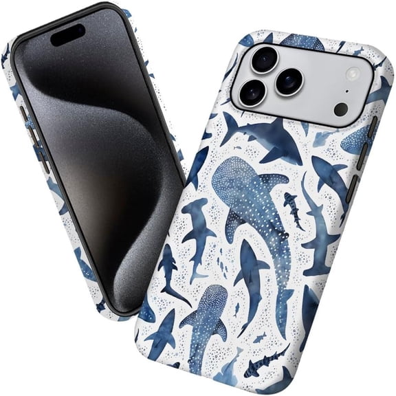 Case for iPhone 17 Pro Max, Whale Shark Blue Phone Case Military-Grade Drop Protection Cover for Women Girl - Frosted