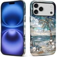 thumbnail image 1 of Case for iPhone 17 Pro, PC Hard Shell & Silicone Inner Bumper, Anti-Scratch Full-Body Cover Shockproof Slim Design Beach Palm Tree, 1 of 5