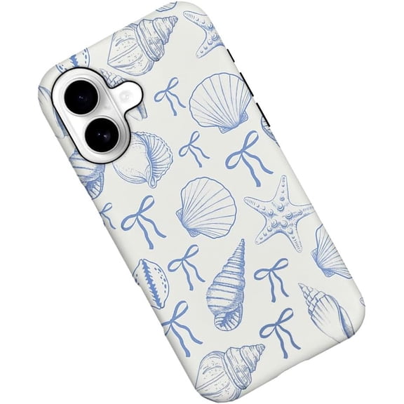 Case for iPhone 17, Seashell Beach Aesthetic Coastal Bow Phone Case Military-Grade Drop Protection Cover for Women Girl - Frosted