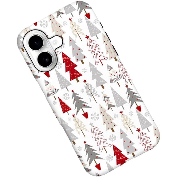 Case for iPhone 17, Snowflower Christmas Tree Pattern Phone Case Military-Grade Drop Protection Cover for Women Girl - Frosted