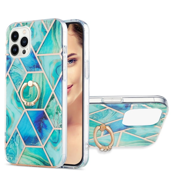 Case for iPhone 7 Plus 360 Degree Rotating Bracket Sparkling Marble Ring Case Anti-Fingerprint Skid Resistant Shockproof Protective Phone Cover