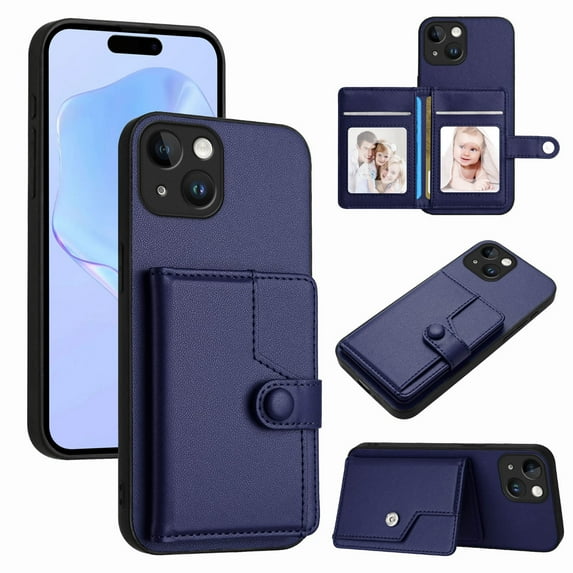 Case for iPhone SE 4 PU Leather Case with Card Holder Magnetic Clasp Kickstand RFID Blocking Slim Wallet Cover