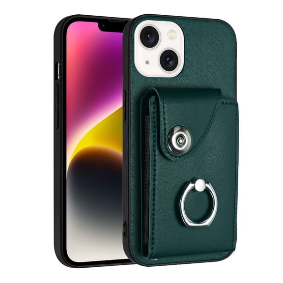 Case for iPhone SE 4 Wallet Case with Card Holder Design 360°Rotation Ring Stand Snap Button Shockproof Protective Case