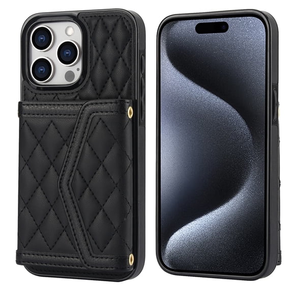 Case for iPhone SE4 Stylish Flip Wallet Case with RFID Blocking Card Holder Kickstand Crossbody Lanyard Strap Original Touch Anti-Drop Protection