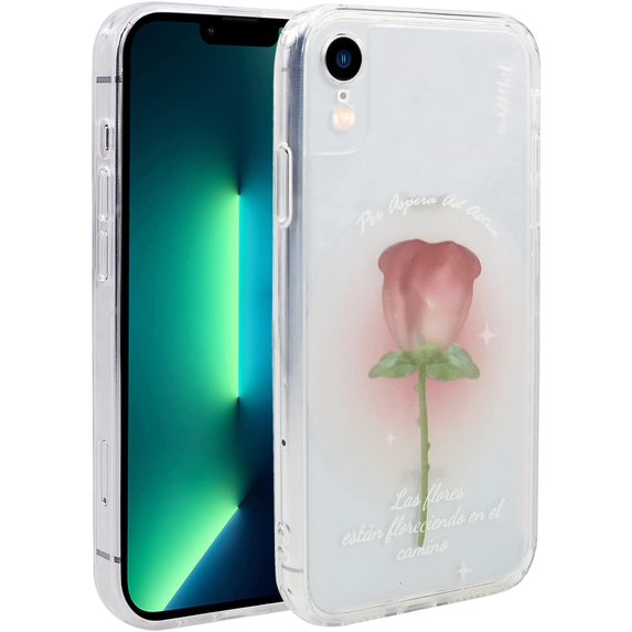 Case for iPhone XR Clear Phone Case for Girls and Women with Slim Cover & Shockproof Bumper Phone Case for iPhone XR (6.1 inch), Red Rose