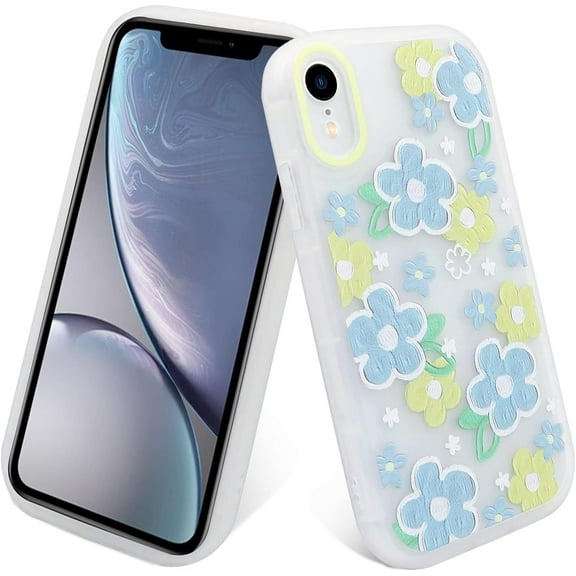 Case for iPhone XR, Light Yellow Flower Floral Design for Women Girl Full Body Slim Soft Protective Case TPU Cover for iPhone XR (6.1 inch)