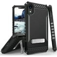 thumbnail image 1 of Case for iPhone XR, Black Tri-Shield Rugged Cover [with Metal Kickstand + Wrist Strap Lanyard] for Apple iPhone XR (2018) (Size 6.1" model) (10R), 1 of 6