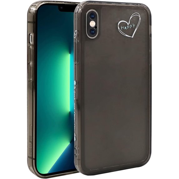 Case for iPhone Xs Max (6.5 inch), TPU Shockproof Phone Cover for iPhone Xs Max Camera Protection Cover for Women Girls, Black Heart
