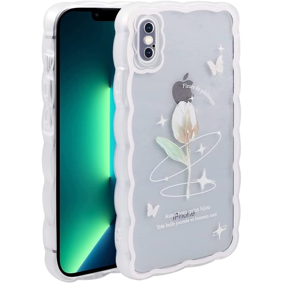 Case for iPhone Xs Max, Shockproof Hard Back Case for iPhone Xs Max (6.5 inch) Slim Protective Phone Cover for Women Girls, Crystal Flower
