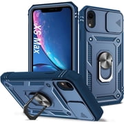 Case for iPhone Xs Max, Shockproof Impact Resistant with Slide Lens Protective Cover Case for iPhone Xs Max 6.5 inch Blue